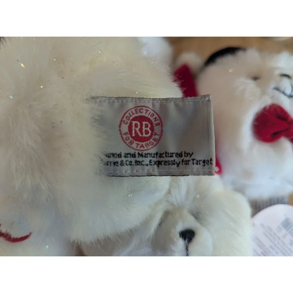 RB Collections  Small Furry White Bear Red Bow Tie 4 Top Hats 1 Lot Of 5